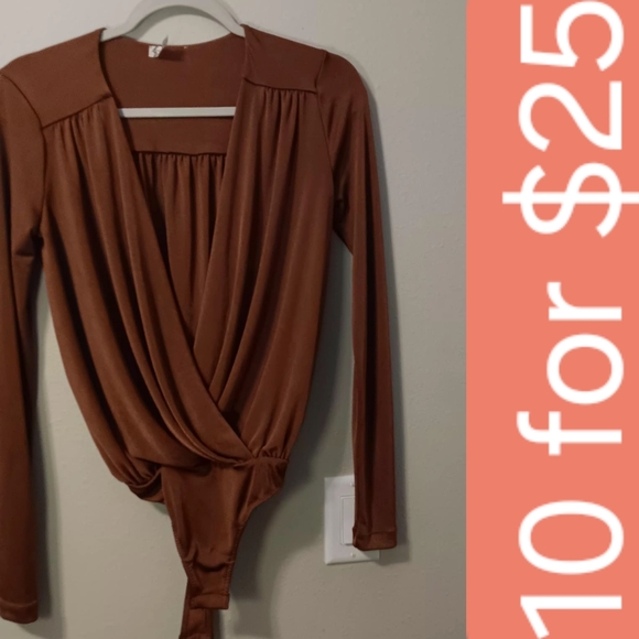 Free People Chocolate Brown Long Sleeve Bodysuit - Picture 2 of 16